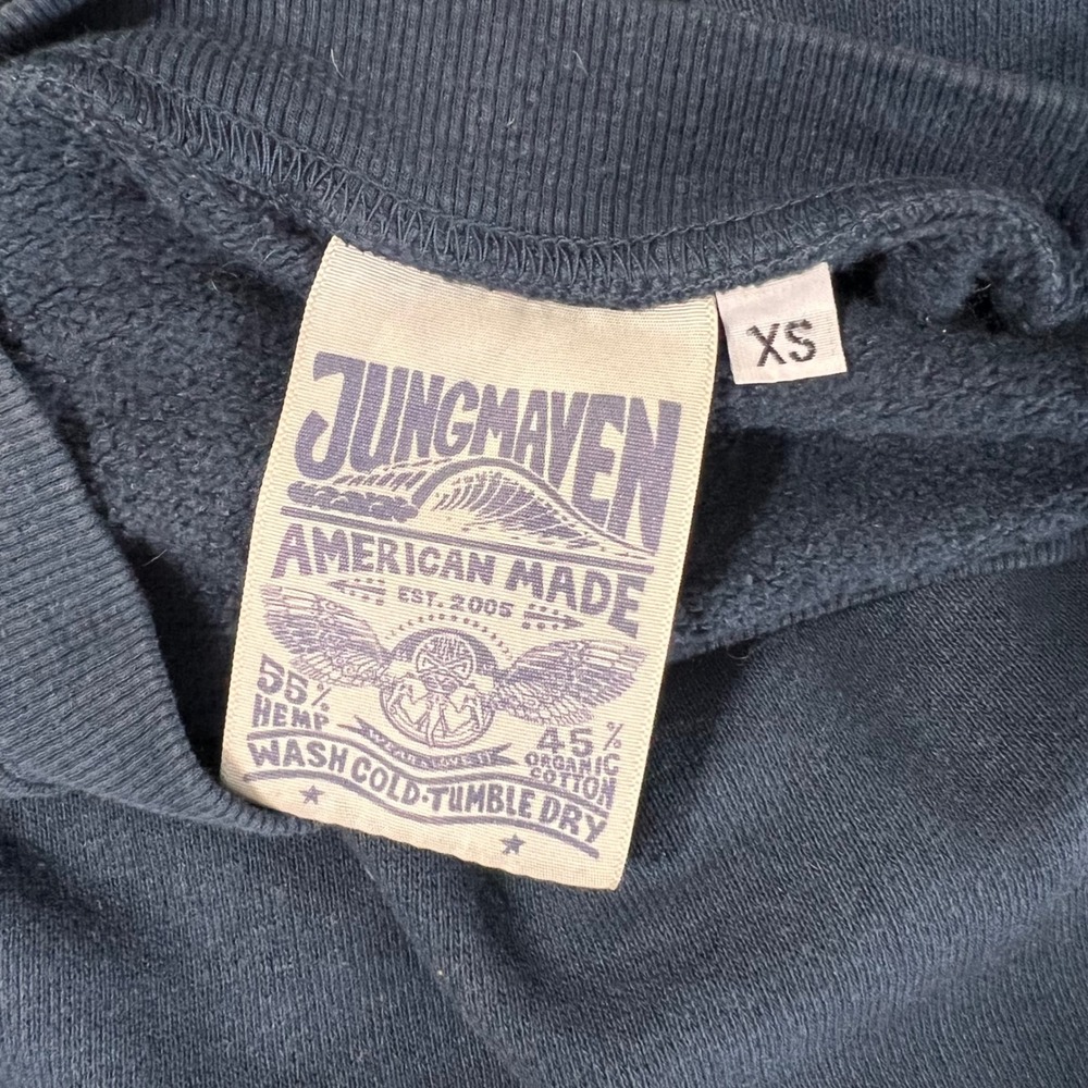 Jungmaven Sweatshirt Mens XS Blue Hemp Organic Cotton Raglan Sustainable Basic - Picture 3 of 7